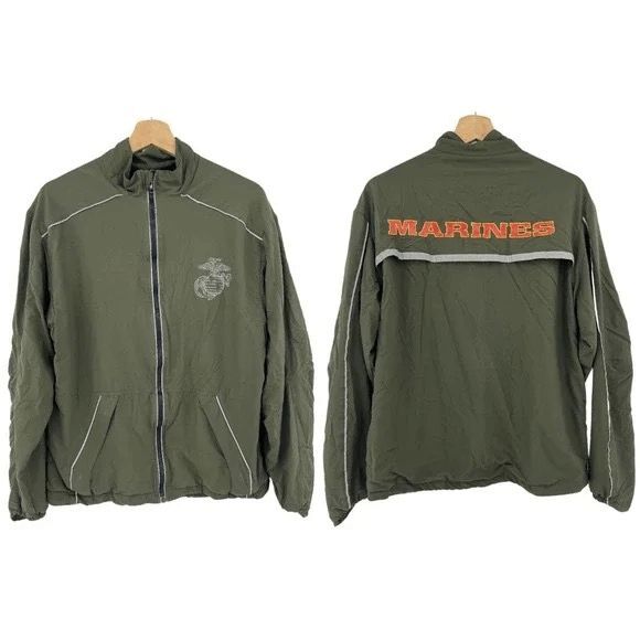 New Balance x USMC Marine Corps (M) Men's Green Zip Up Running Jacket M485000 - Picture 1 of 8